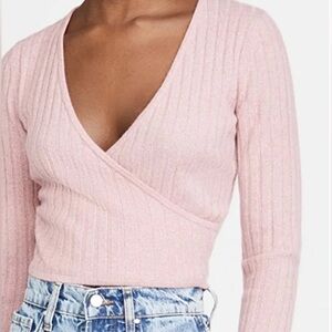 Reformation Pink Wrap Cashmere Sweater Small